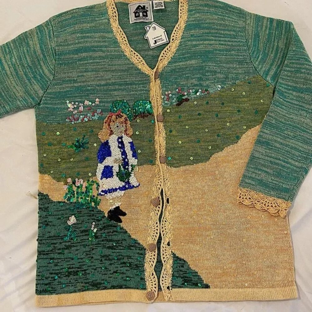 Storybook Knits Embellished Sequin Girl Crochet Cardigan
